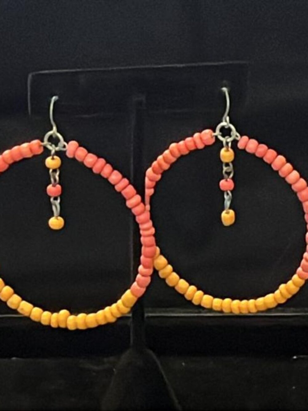 Pink Ombre Bead Hoops with Beads Inside Earrings